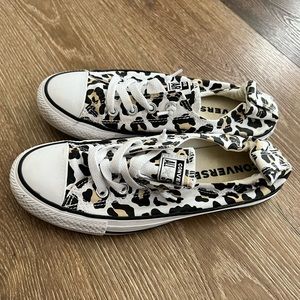 Converse leopard slip ons